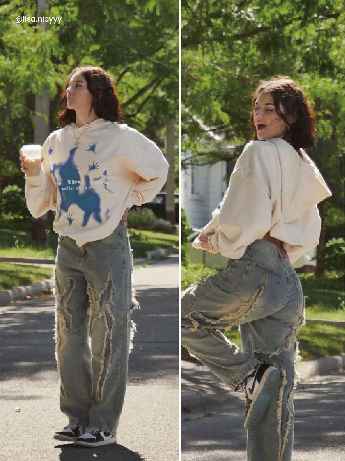 Aelfric Eden Washed Fringe Jeans Product Image