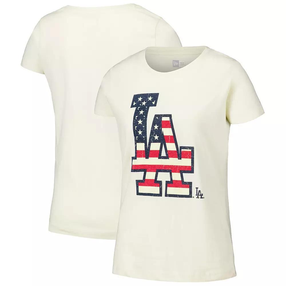 Women's New Era Cream Los Angeles Dodgers Vintage T-Shirt, Size: Small, Beige Product Image