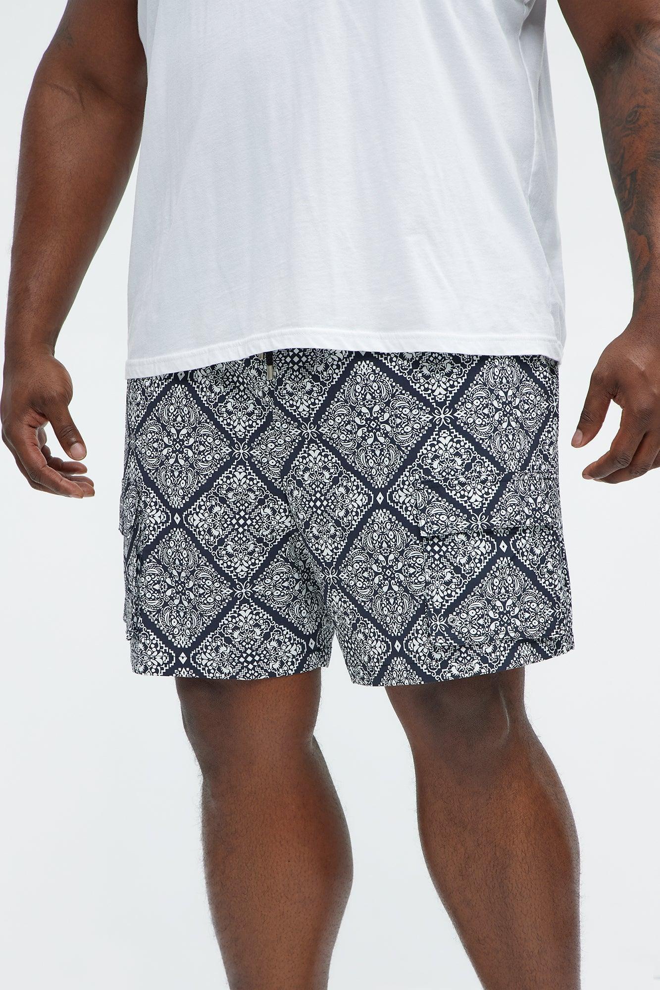 Medallion Cargo Swim Classic Trunk - Black/White Product Image