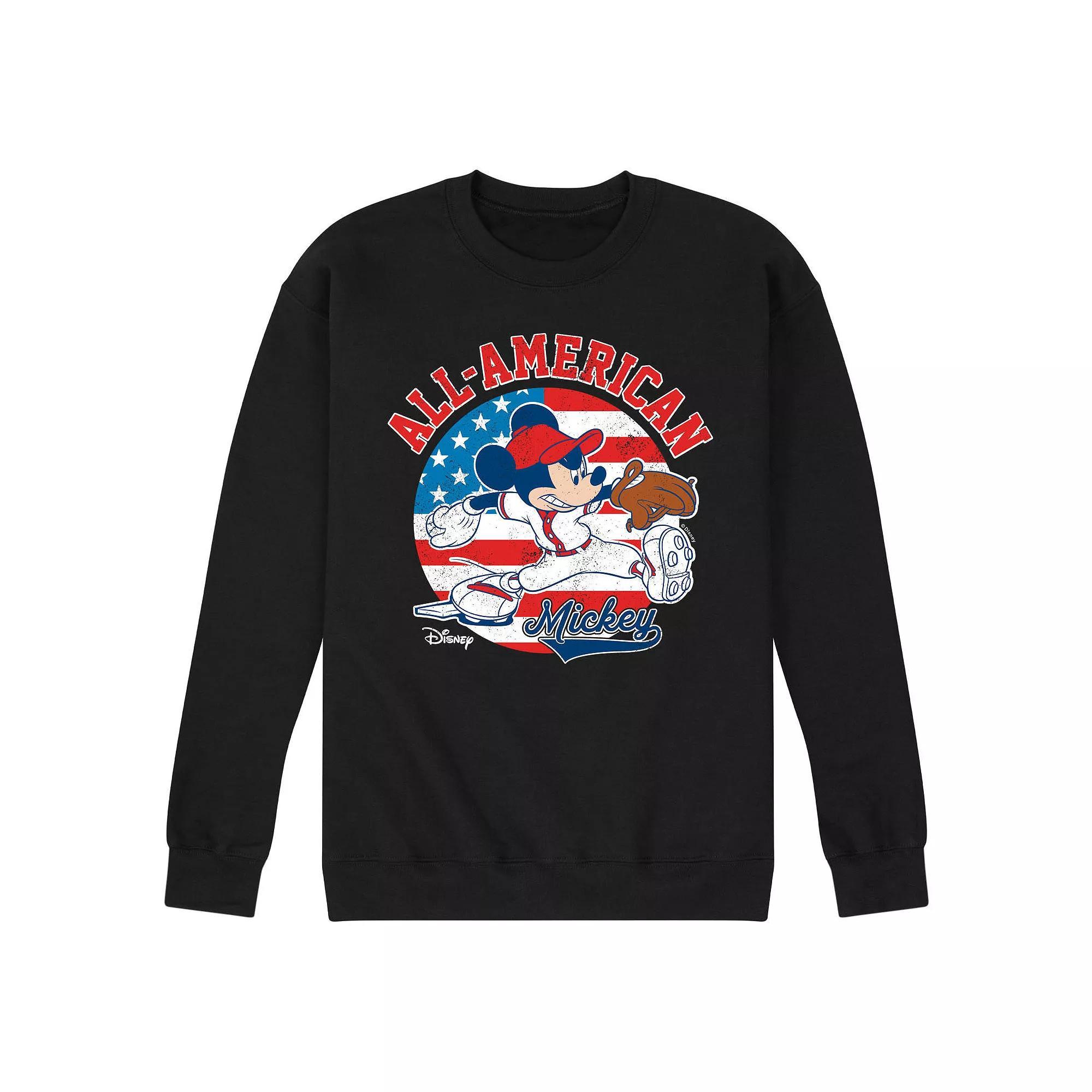 Disney's Mickey Mouse Men's Americana Baseball Fleece Sweatshirt, Size: Medium, Black Product Image