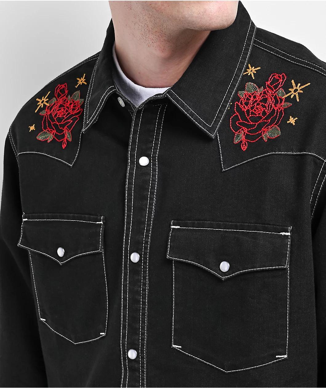 Empyre Outlaw Denim Black Button Down Shirt Product Image