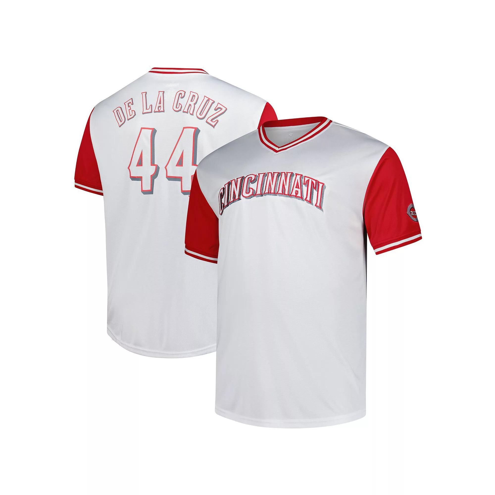 Men's Profile Elly De La Cruz White Cincinnati Reds Big & Tall Birdeye T-Shirt, Size: 2XB, Red White Product Image