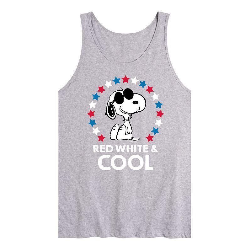 Men's Peanuts Snoopy Red White And Cool Americana Graphic Tank Top, Size: Small, Gray Product Image