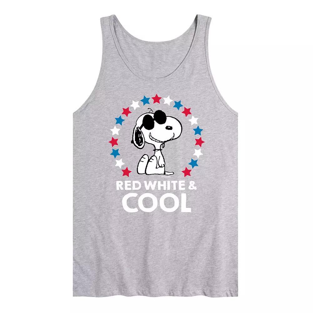 Men's Peanuts Snoopy Red White And Cool Americana Graphic Tank Top, Size: Small, Gray Product Image