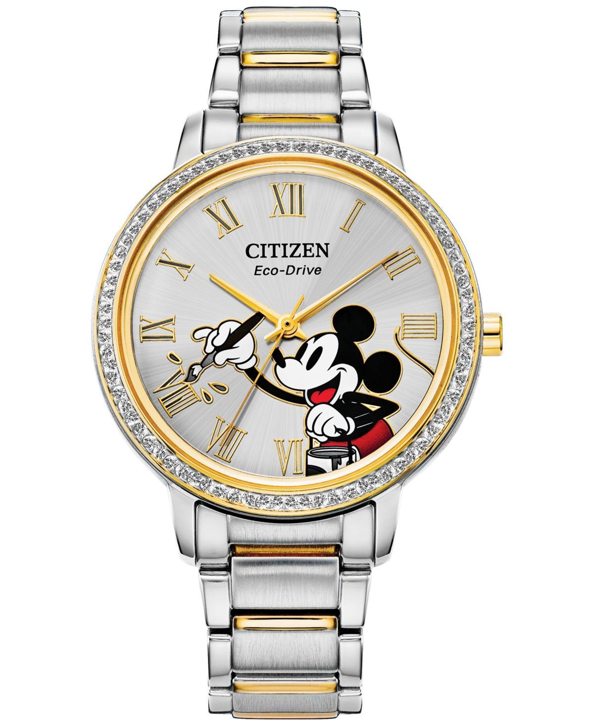 Disneys Mickey Mouse Womens Two Tone Stainless Steel Watch by Citizen Eco-Drive Product Image