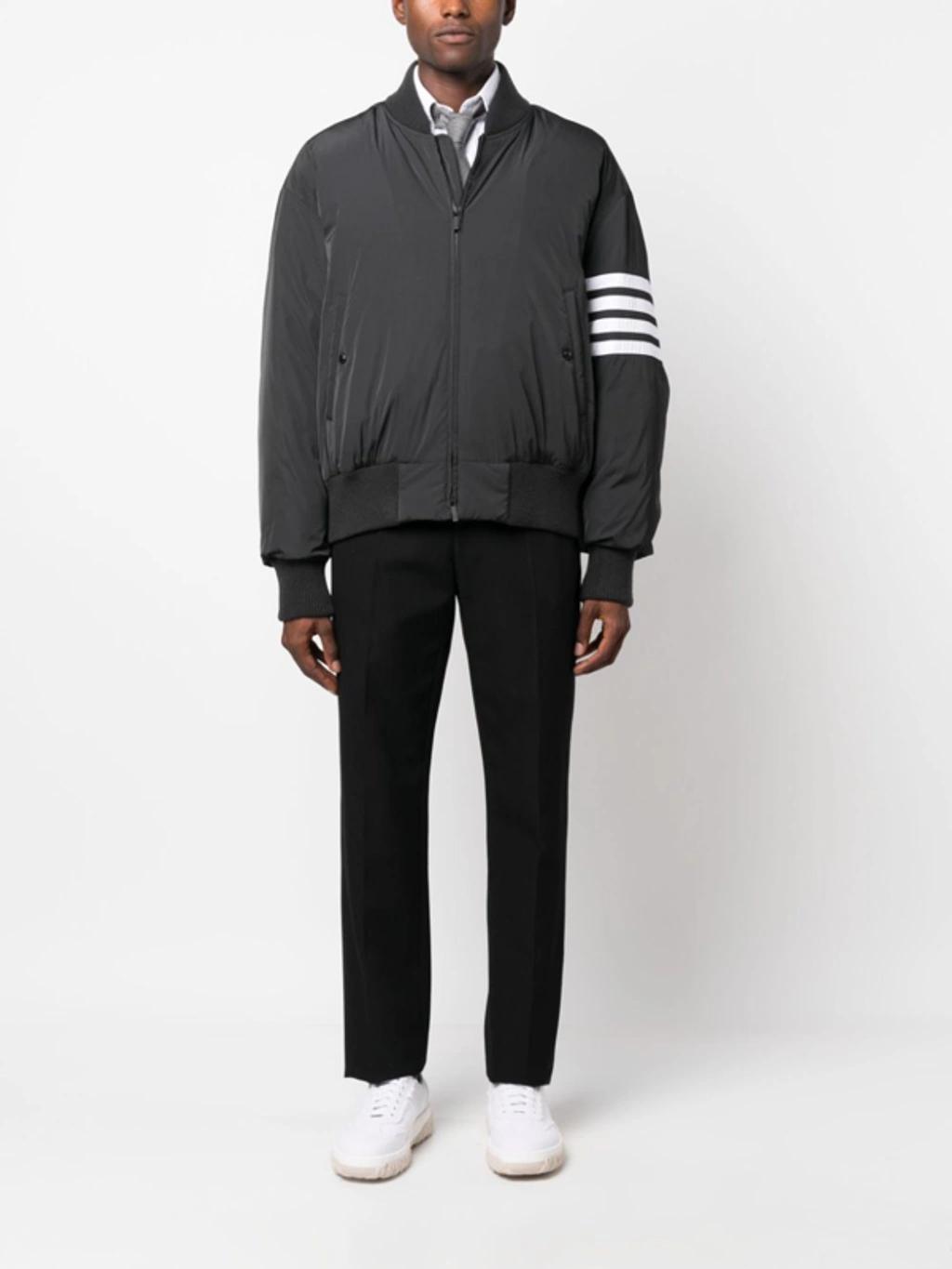 THOM BROWNE 4-bar Stripe Bomber Jacket In Grey Product Image