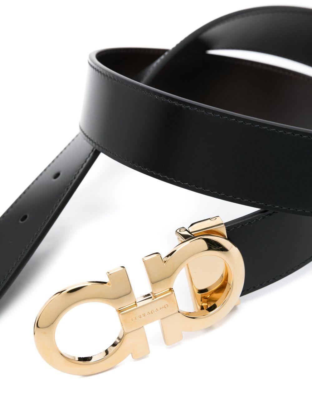 Gancini-buckle leather belt Product Image