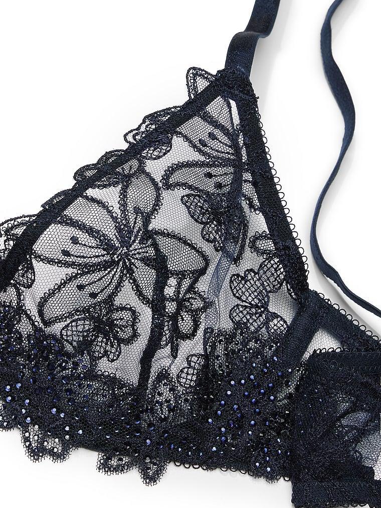 Ziggy Glam Noir Embroidery Unlined Low-Cut Demi Bra Product Image