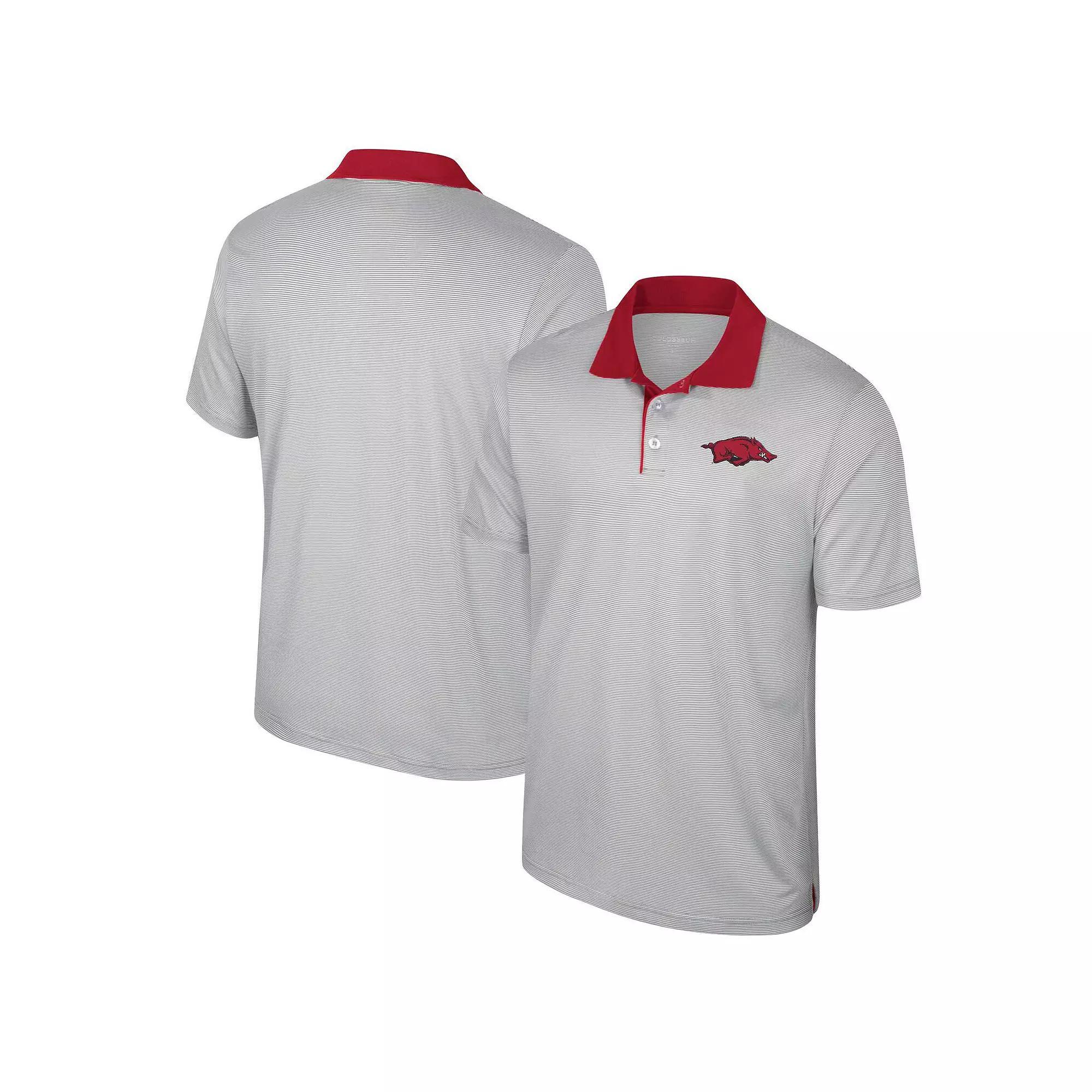 Men's Colosseum Gray Arkansas Razorbacks Big & Tall Tuck Striped Polo, Size: 4XLT, Grey Product Image