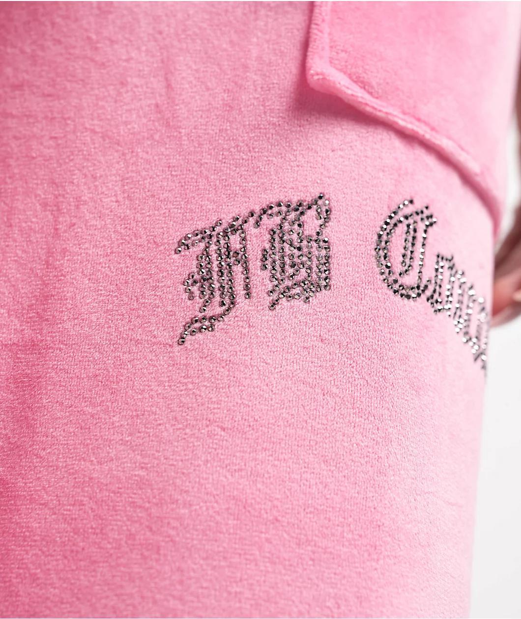 FB County Rhinestone Pink Velour Track Pants Product Image
