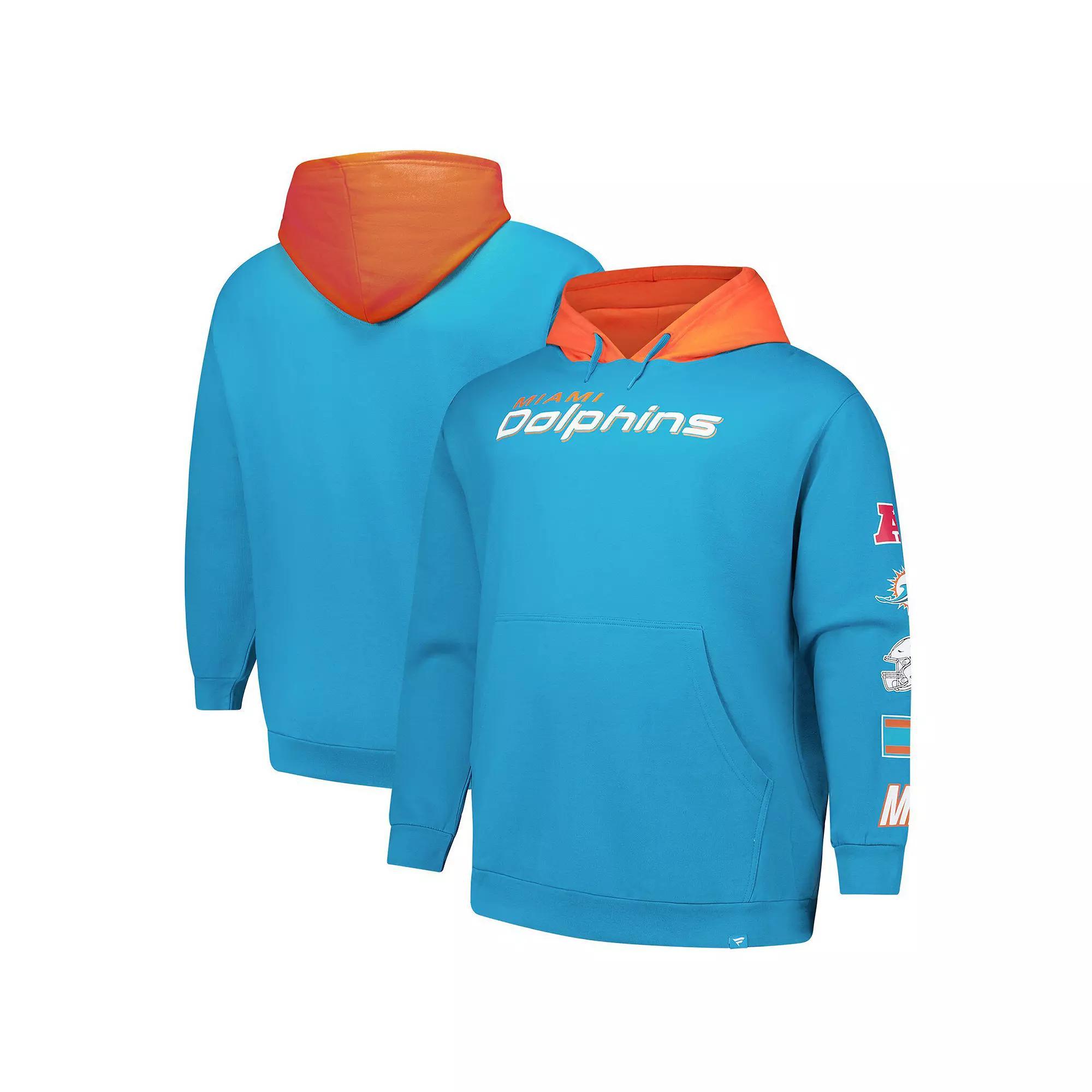 Men's Fanatics Aqua Miami Dolphins Big & Tall Patched Out Pullover Hoodie,  Product Image