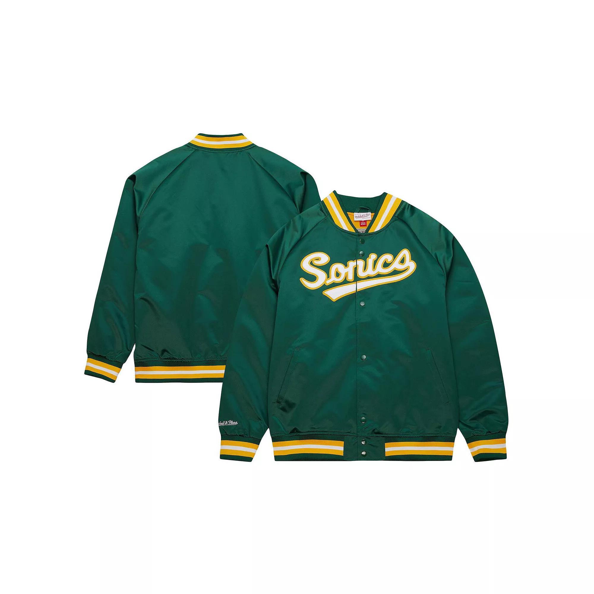Men's Mitchell & Ness Green Seattle SuperSonics Hardwood Classics  Throwback Wordmark Raglan Full-Snap Jacket, Size: 3XL, Nba Green Product Image