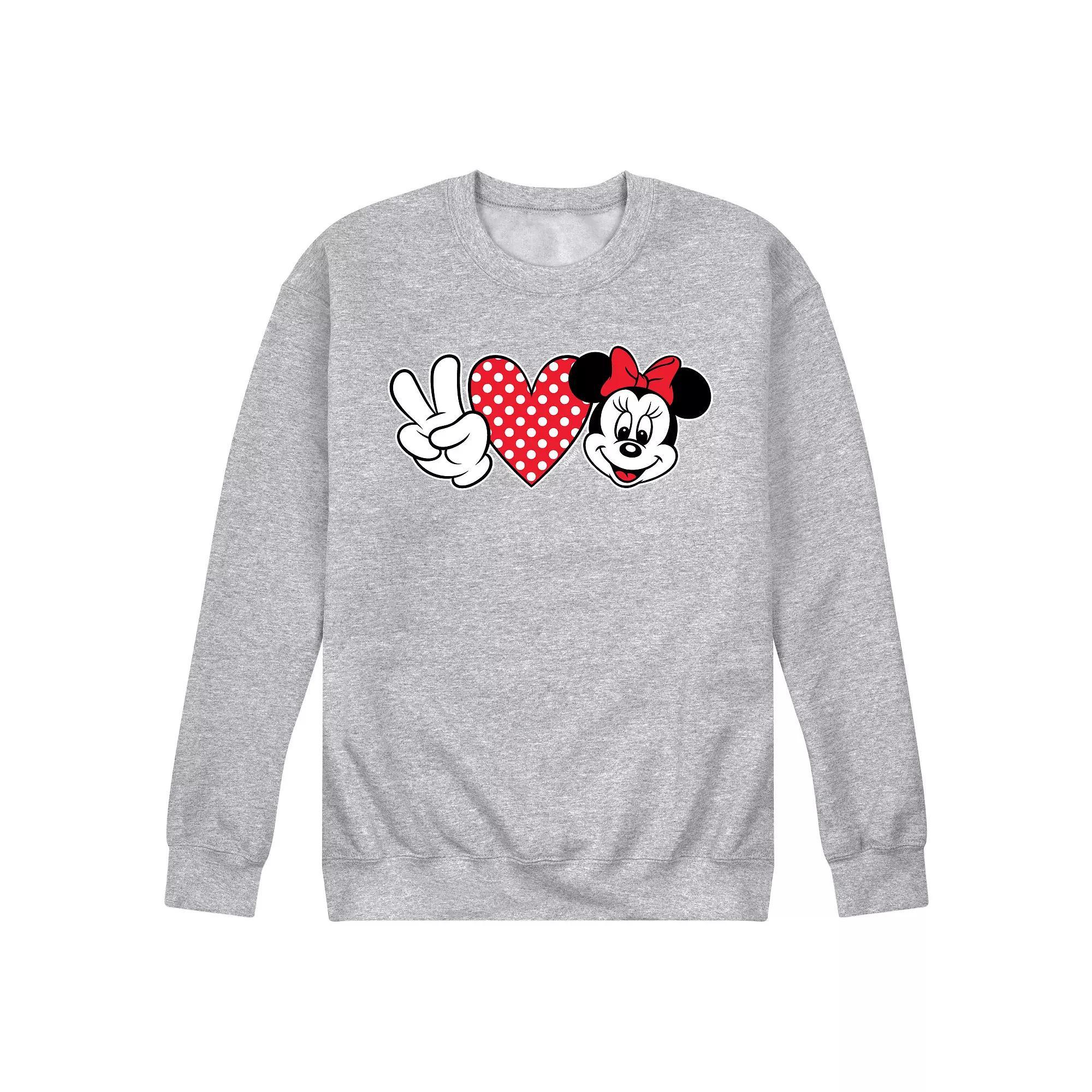Disney's Minnie Mouse Men's Peace Love Minnie Fleece Sweatshirt,  Product Image