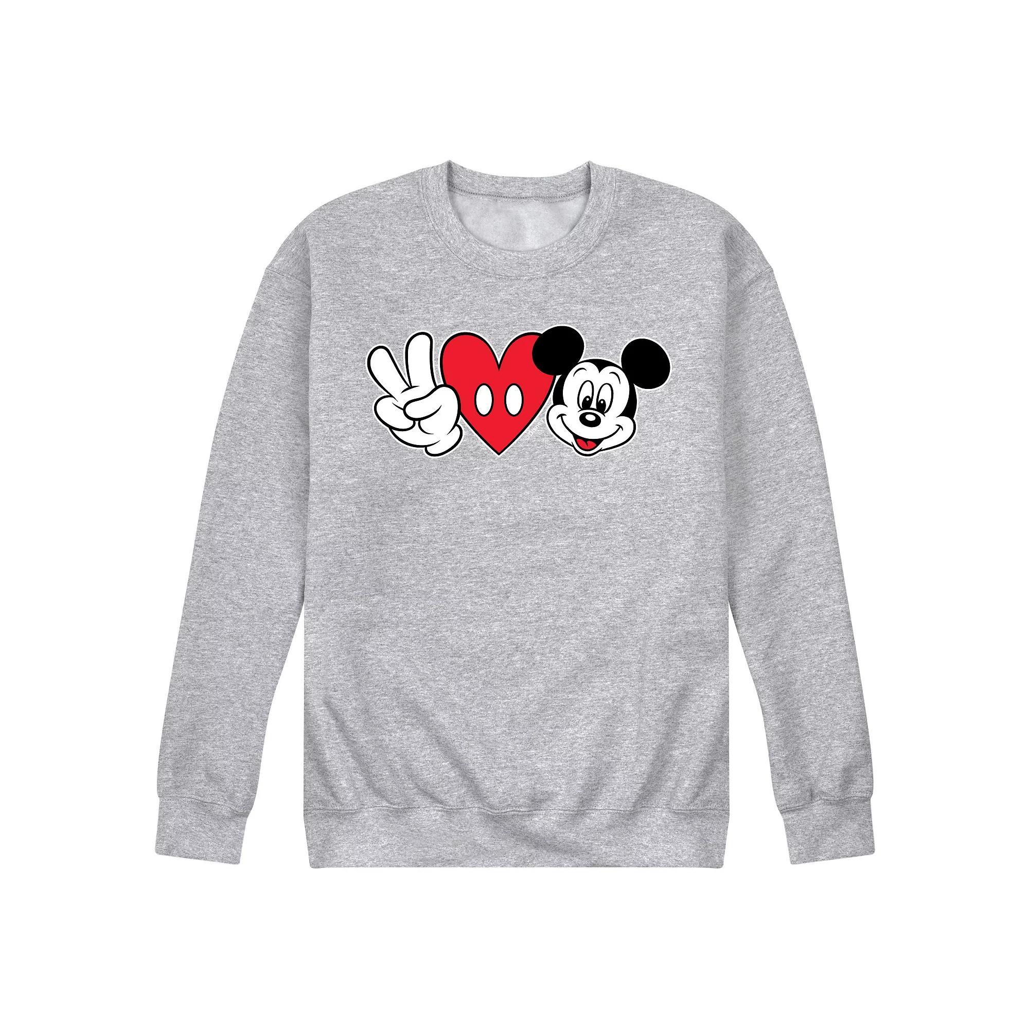Disney's Mickey Mouse Men's Peace Love Mickey Fleece Sweatshirt,  Product Image