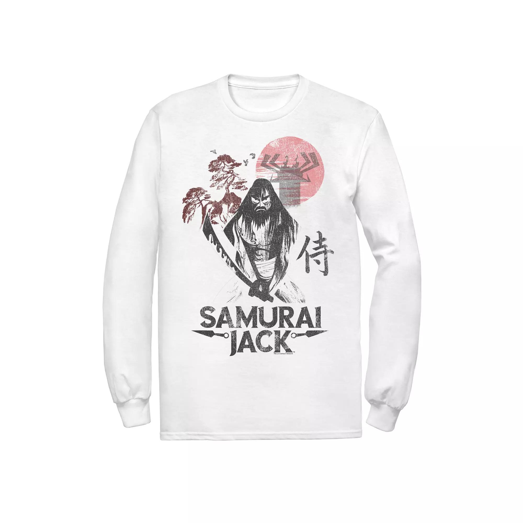 Men's Cartoon Network Samurai Jack Epic Warrior Kanji Art Rock Long Sleeve Tee, Size: Small, White Product Image