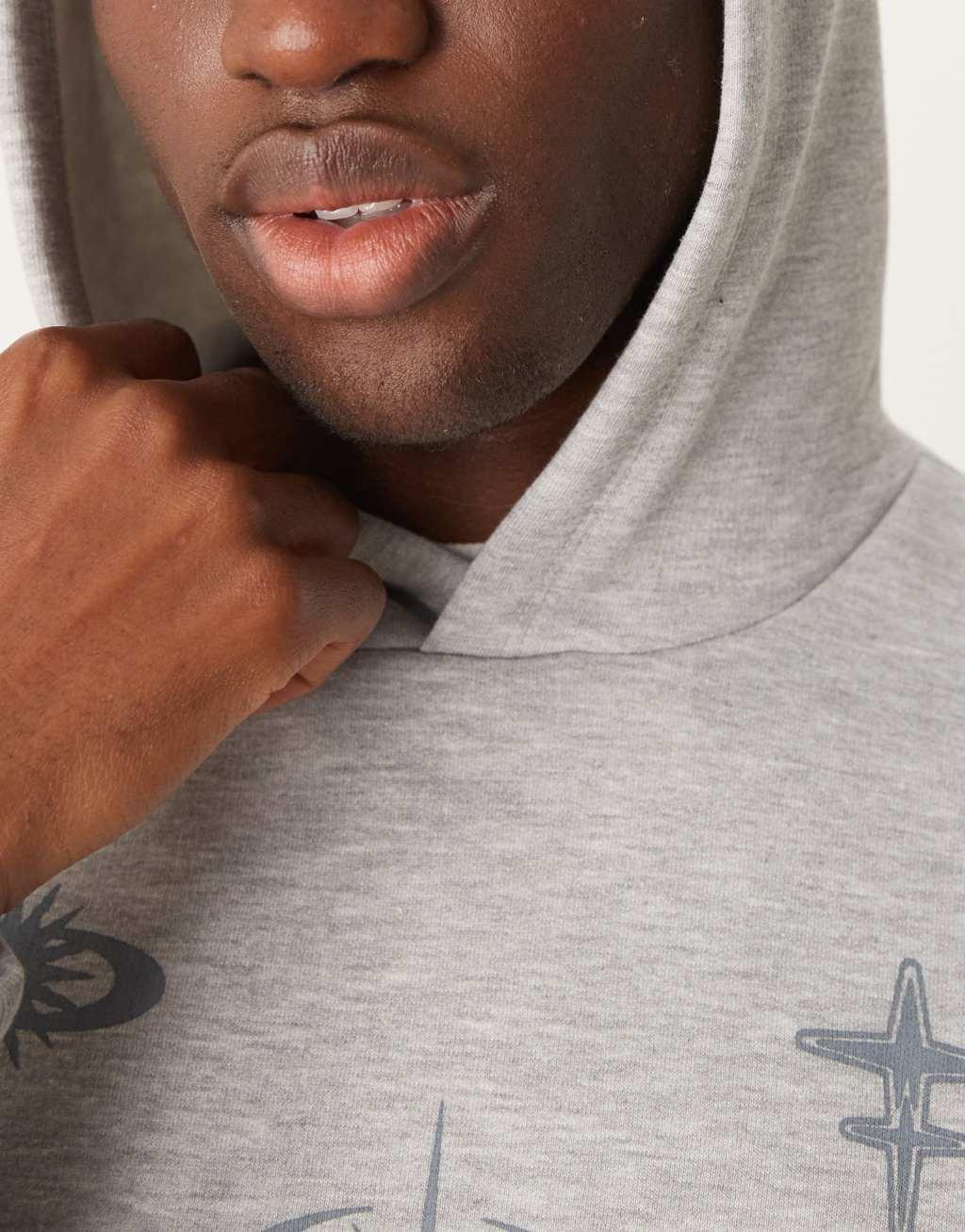 ASOS DESIGN oversized boxy hoodie with celestial chest print in gray heather Product Image