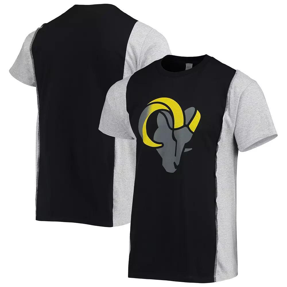 Men's Refried Apparel Black/Heathered Gray Los Angeles Rams Sustainable Split T-Shirt,  Product Image