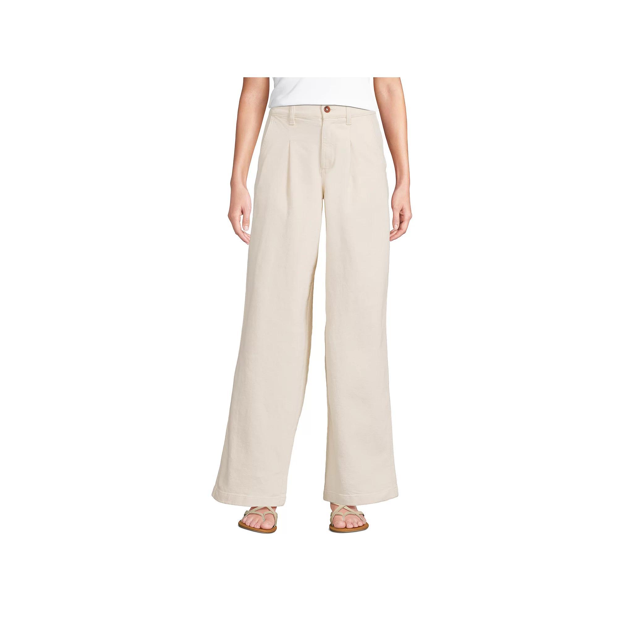 Women's Lands' End Soft High Rise Pleated Wide Leg Jeans,  Product Image