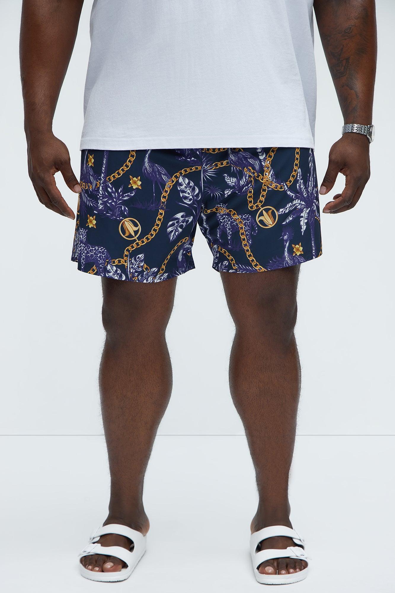 Chain Link Swim Mid Trunk - Navy/combo Product Image
