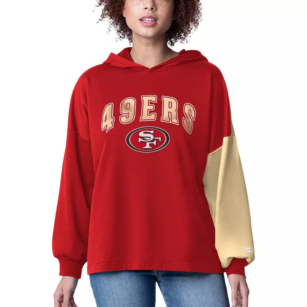 Women's Starter Scarlet San Francisco 49ers Power Move Long Sleeve Pullover Hoodie,  Product Image