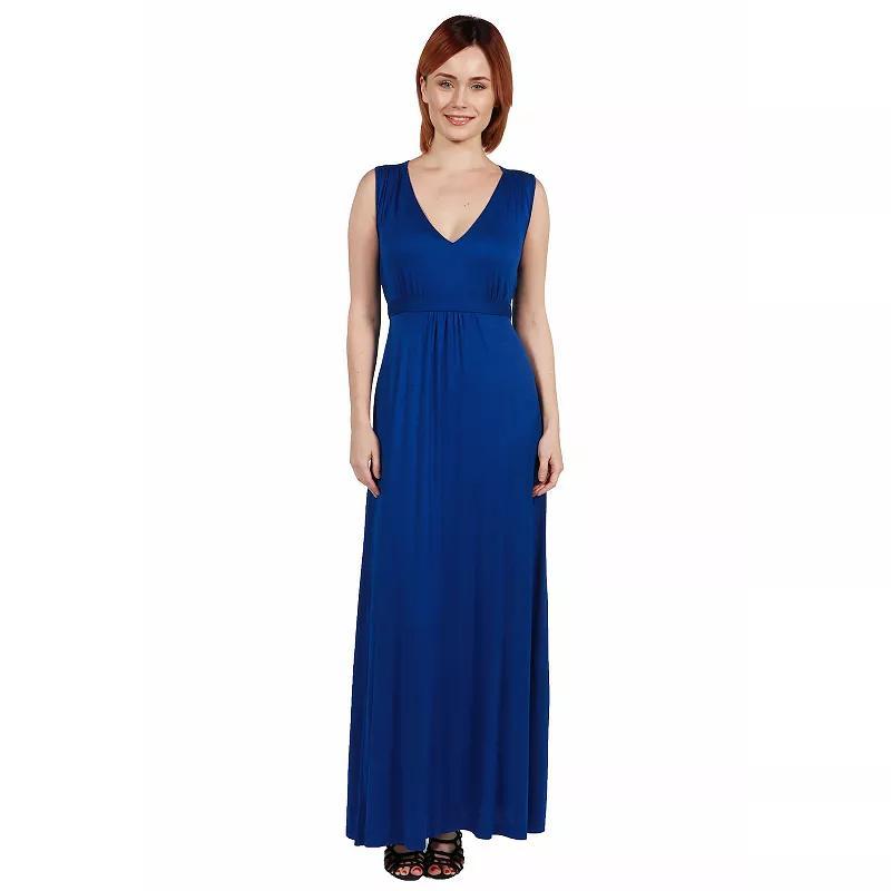 Women's 24seven Comfort Apparel V-Neck Sleeveless Maxi Dress,  Product Image