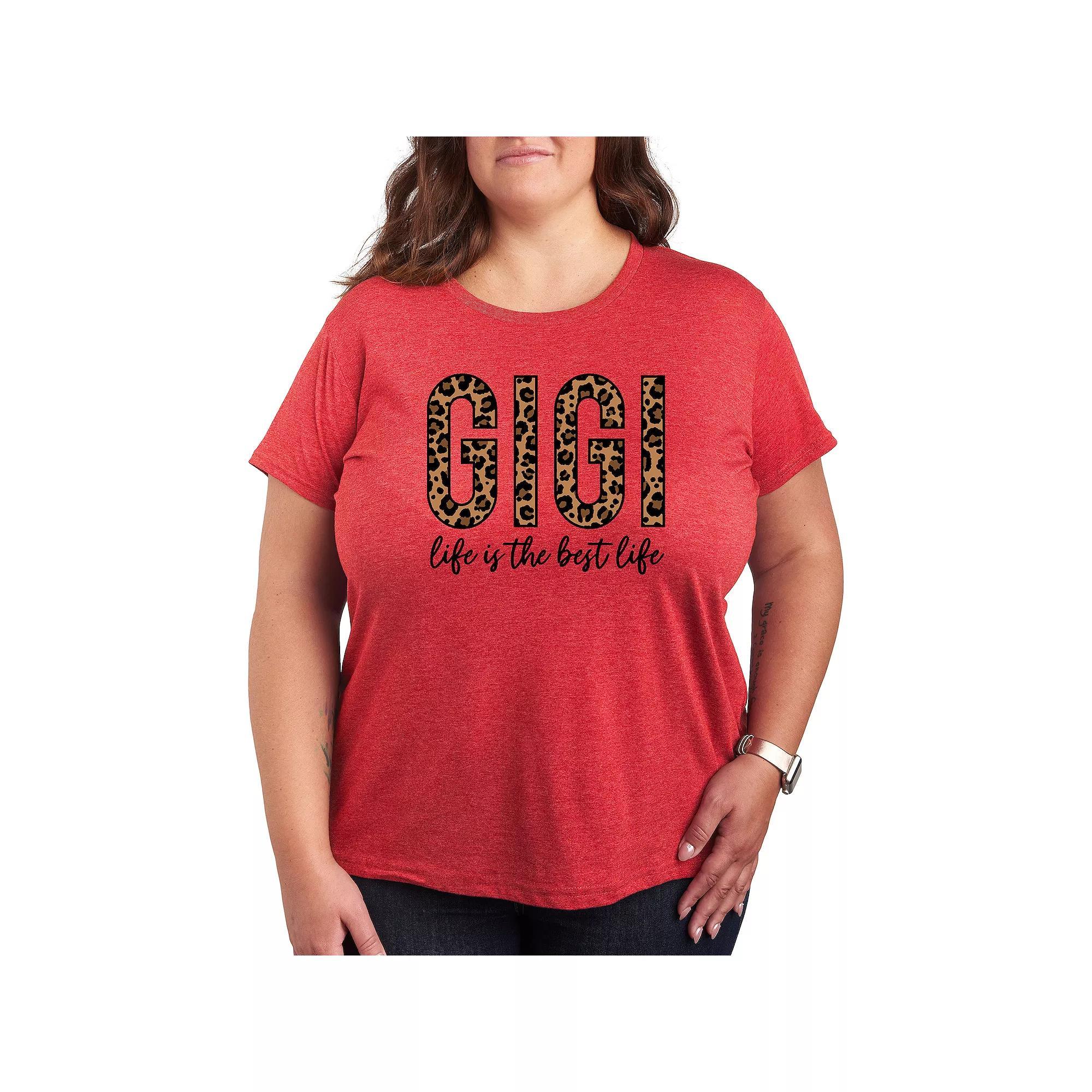 Plus Gigi Life Is The Best Life Graphic Tee, Women's, Size: 1XL, Grey Red Product Image