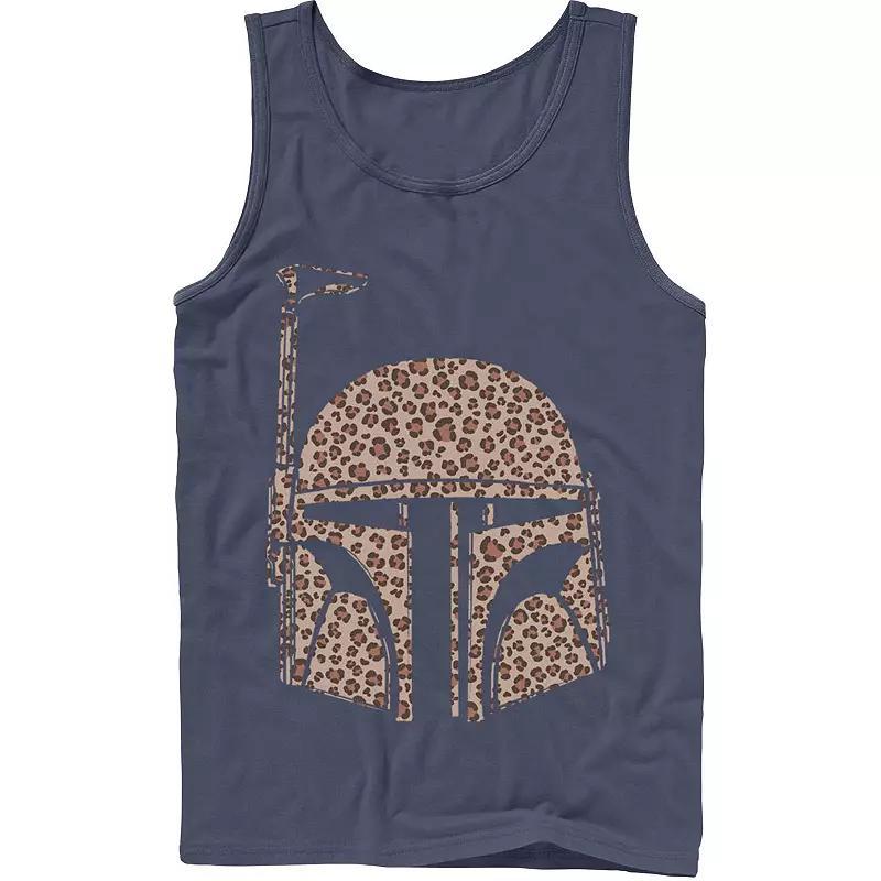 Men's Star Wars Boba Fett Helmet Cheetah Print Fill Tank Top,  Product Image