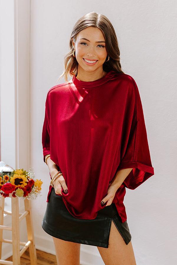 City Lights Satin Top in Wine Product Image