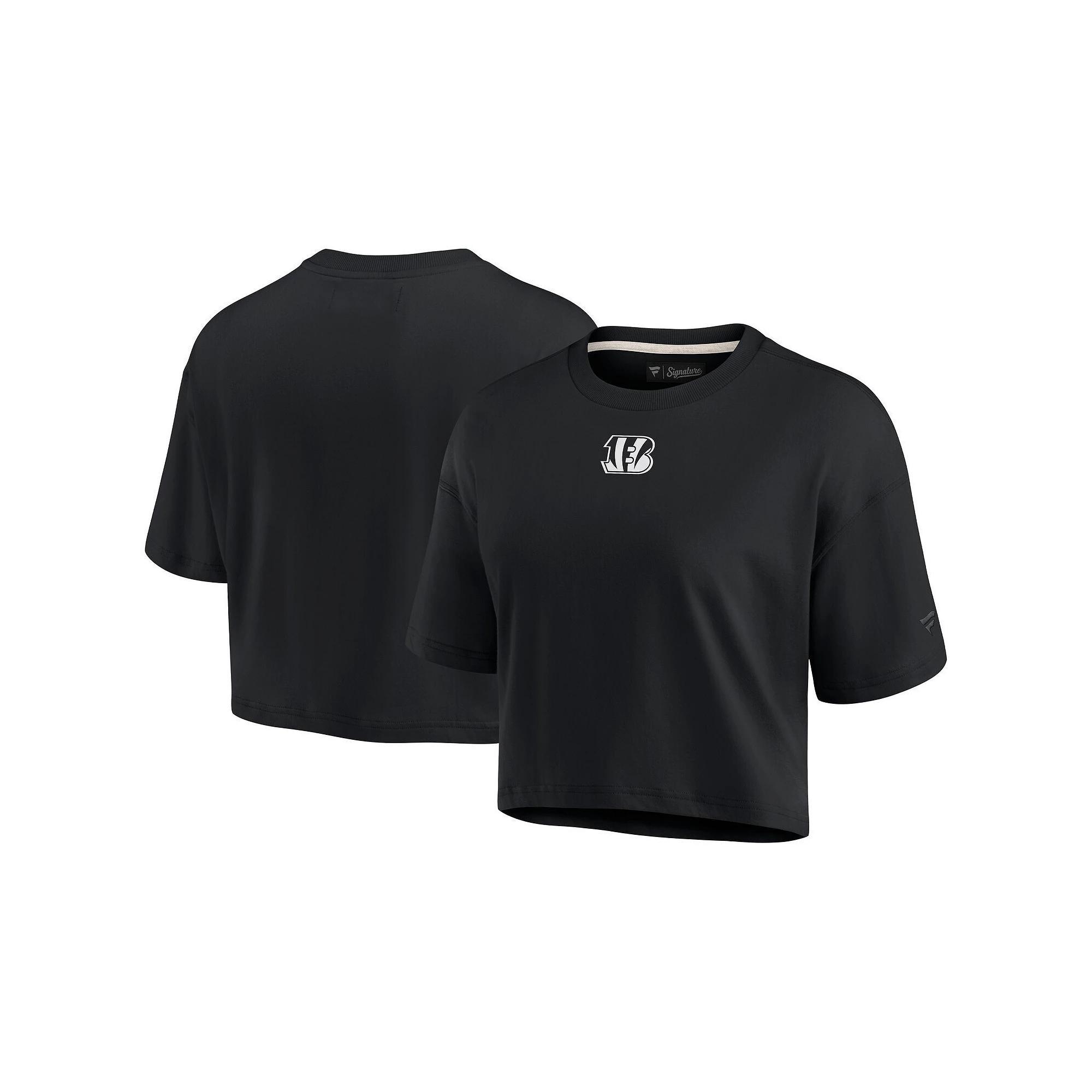 Women's Fanatics Signature Black Cincinnati Bengals Super Soft Short Sleeve Cropped T-Shirt,  Product Image