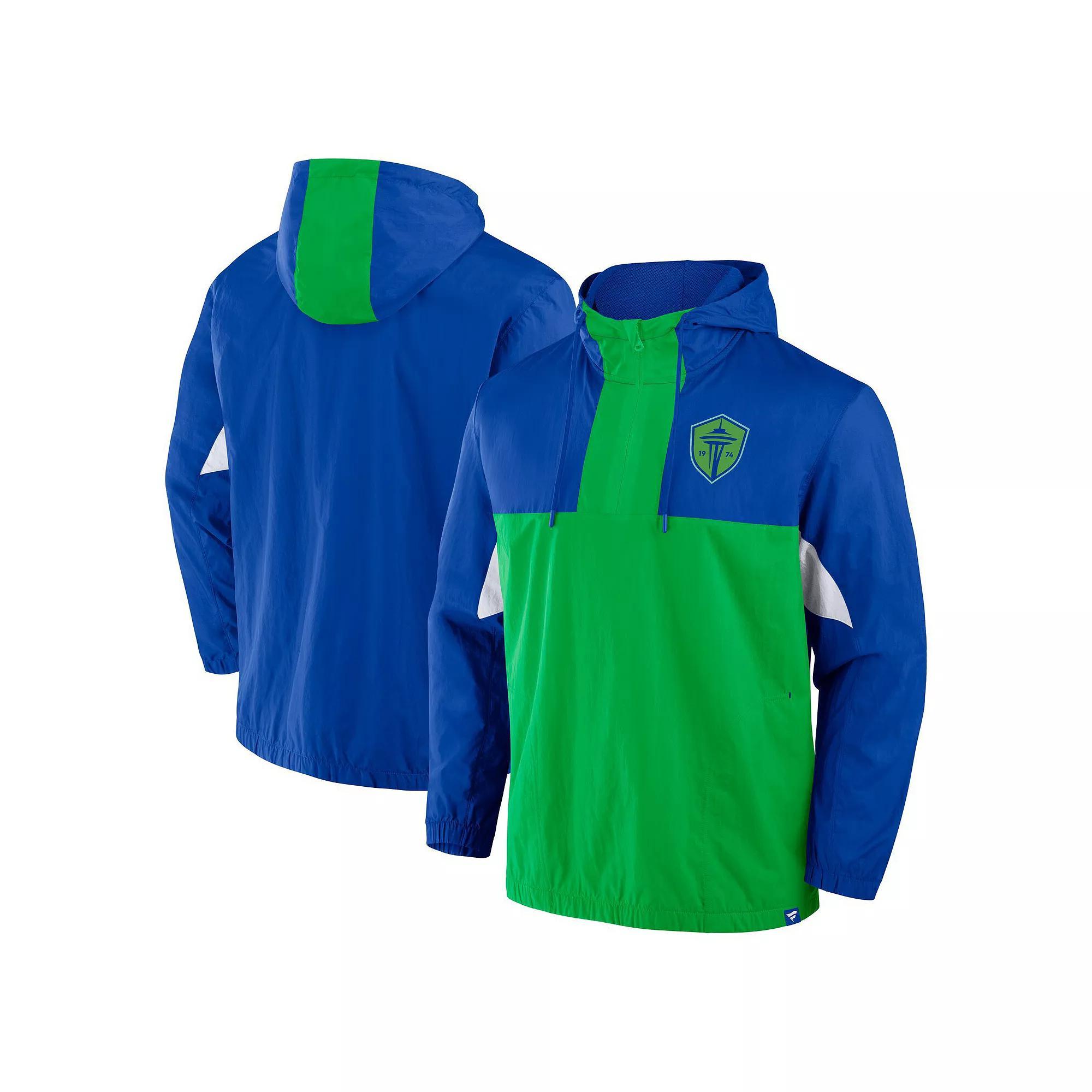 Men's Fanatics Royal Seattle Sounders FC Free Kick Woven Quarter-Zip Hoodie Jacket,  Product Image