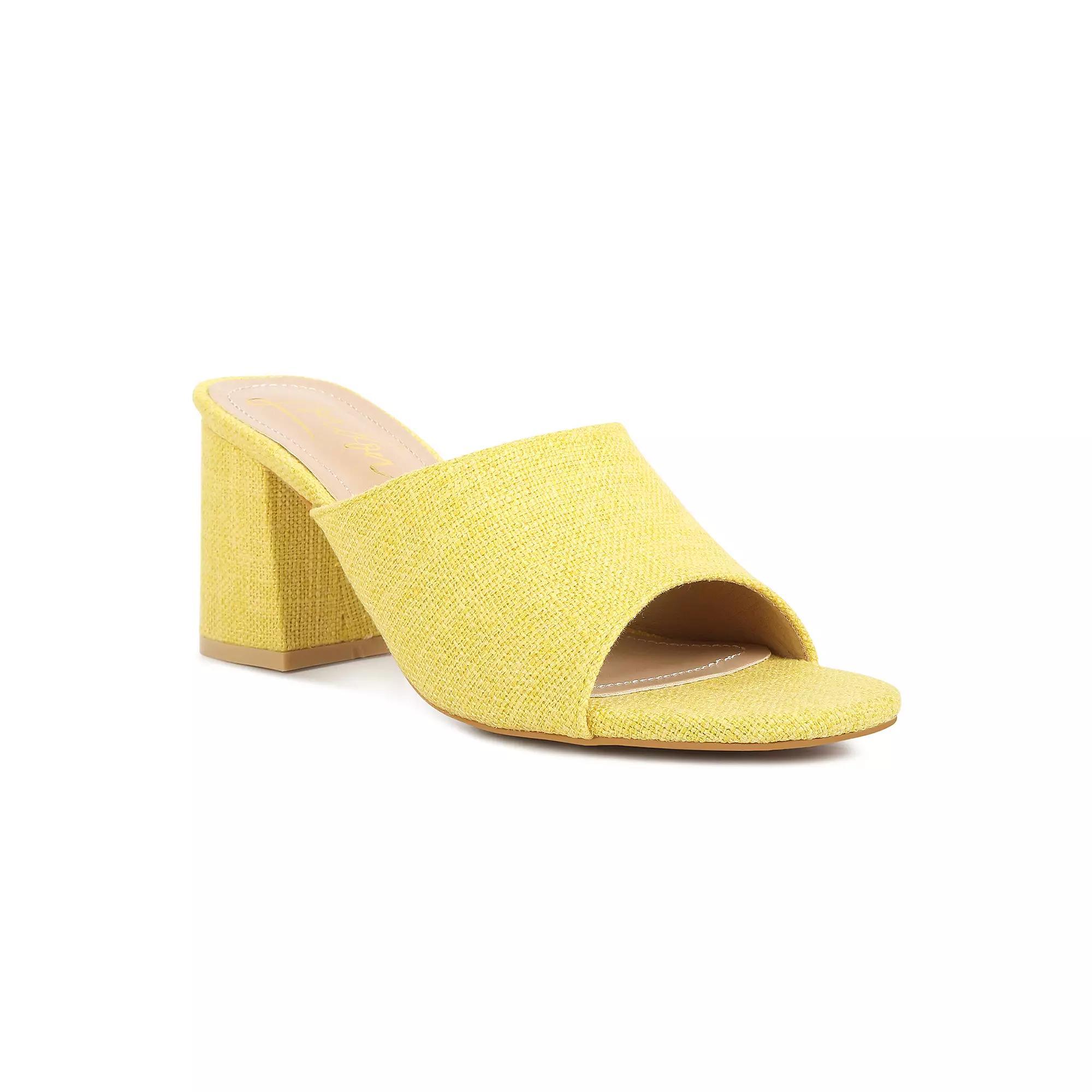 London Rag Block Heel Women's Slip On Sandals, Size: 6, Yellow Product Image