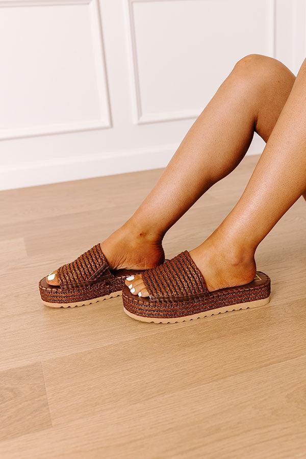 Del Mar Raffia Woven Platform Sandal in Chocolate Product Image