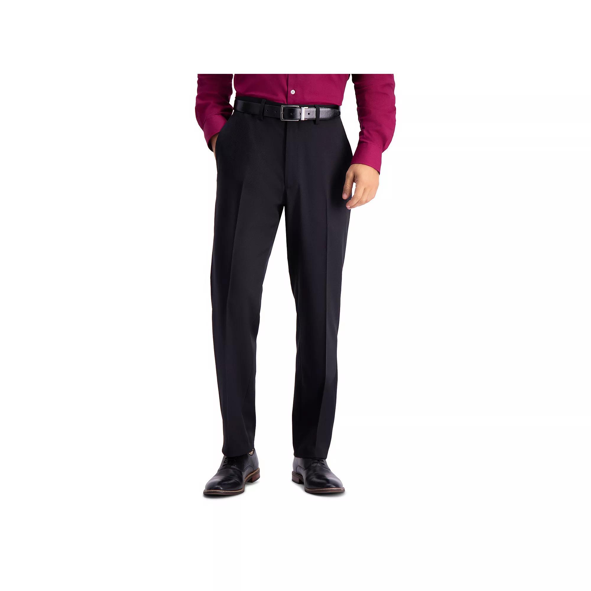 Men's Haggar® Travel Performance Tailored-Fit Stretch Flat-Front Suit Pants, Size: 42X30, Black Product Image