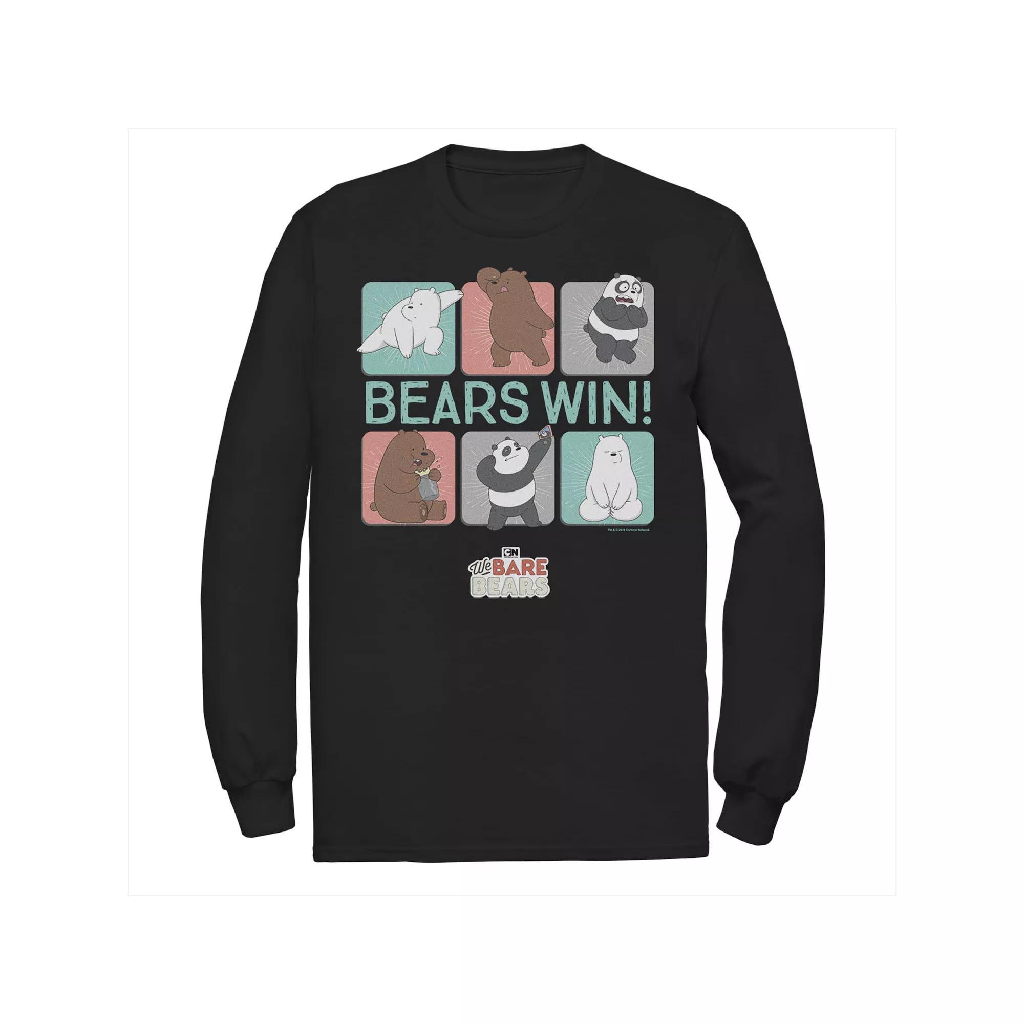 Men's We Bare Bears Bears Win Character Panels Tee, Size: Large, Black Product Image