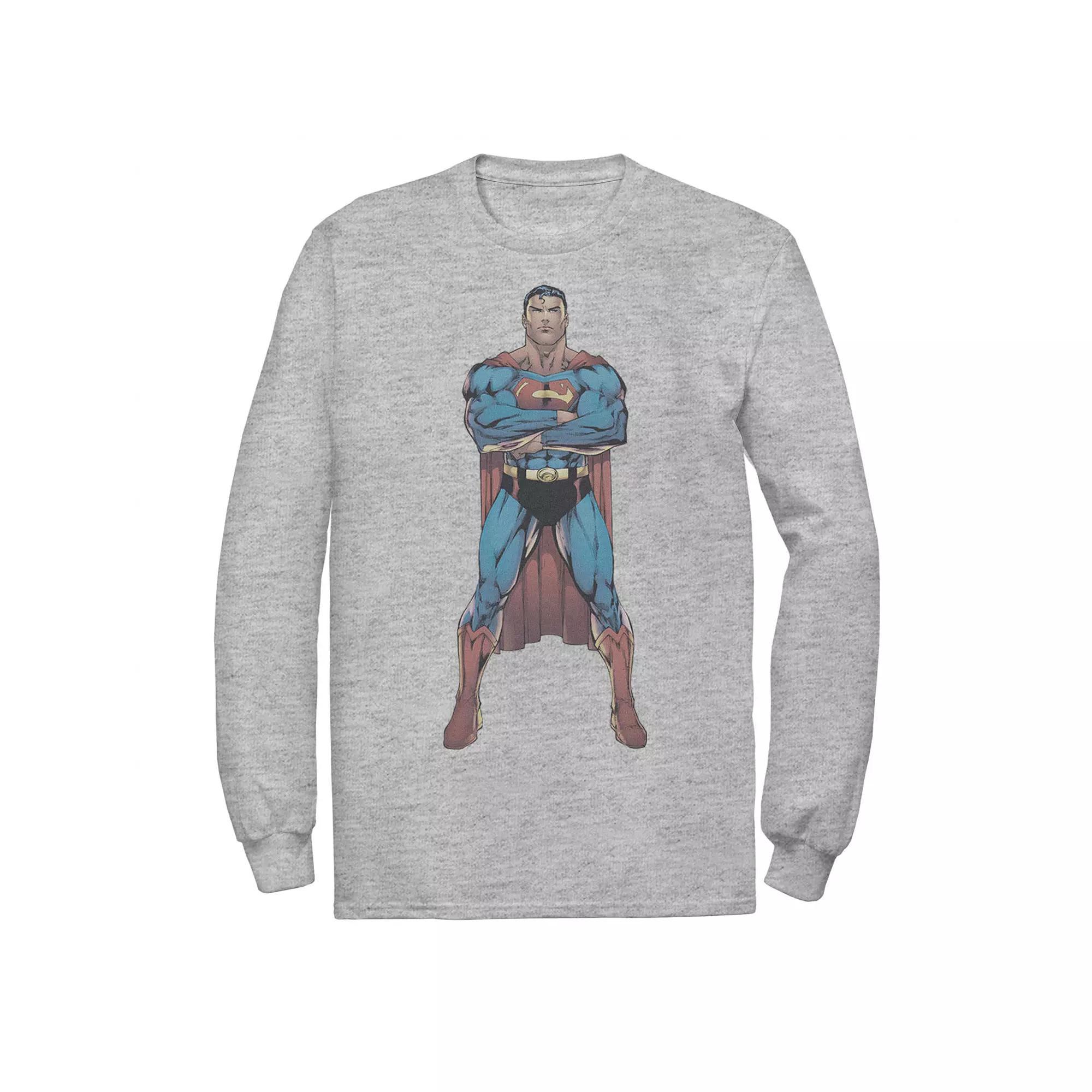 Men's DC Comics Superman Power Stance Comic Poster Sweatshirt, Size: Small, Athletic Grey Product Image