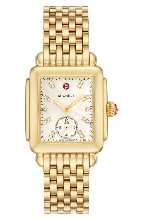 Michele Deco Mid Gold Diamond Dial Watch, 29 x 31mm Product Image