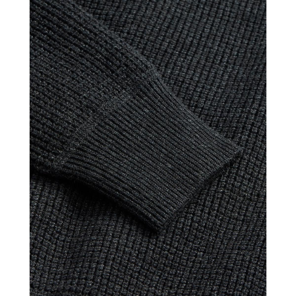 Waffle-Knit Cotton-Wool Sweater Black Heather Product Image