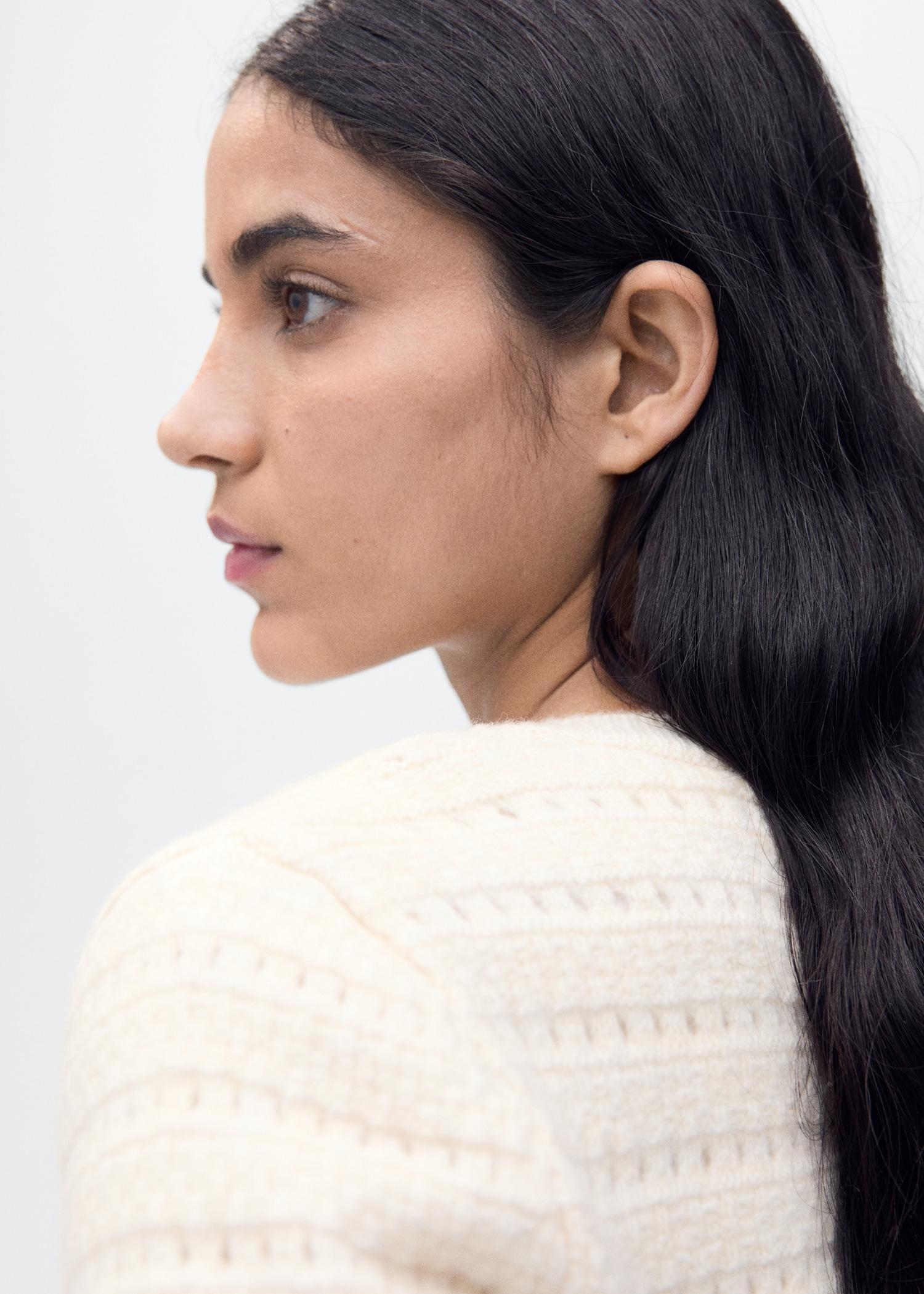 Knitted jacket with openwork details - Women | MANGO USA Product Image