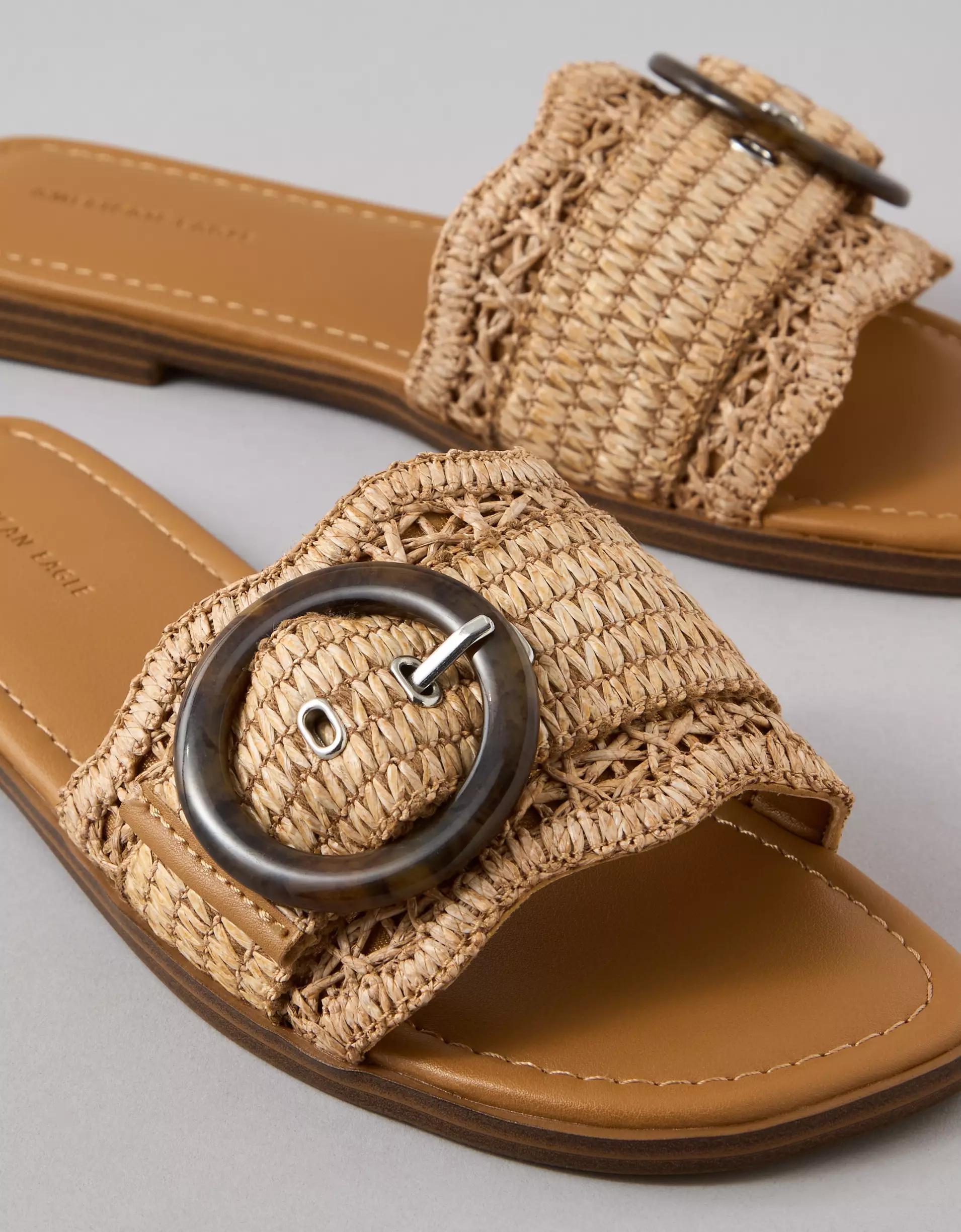 AE Raffia Buckle Slide Sandal Product Image