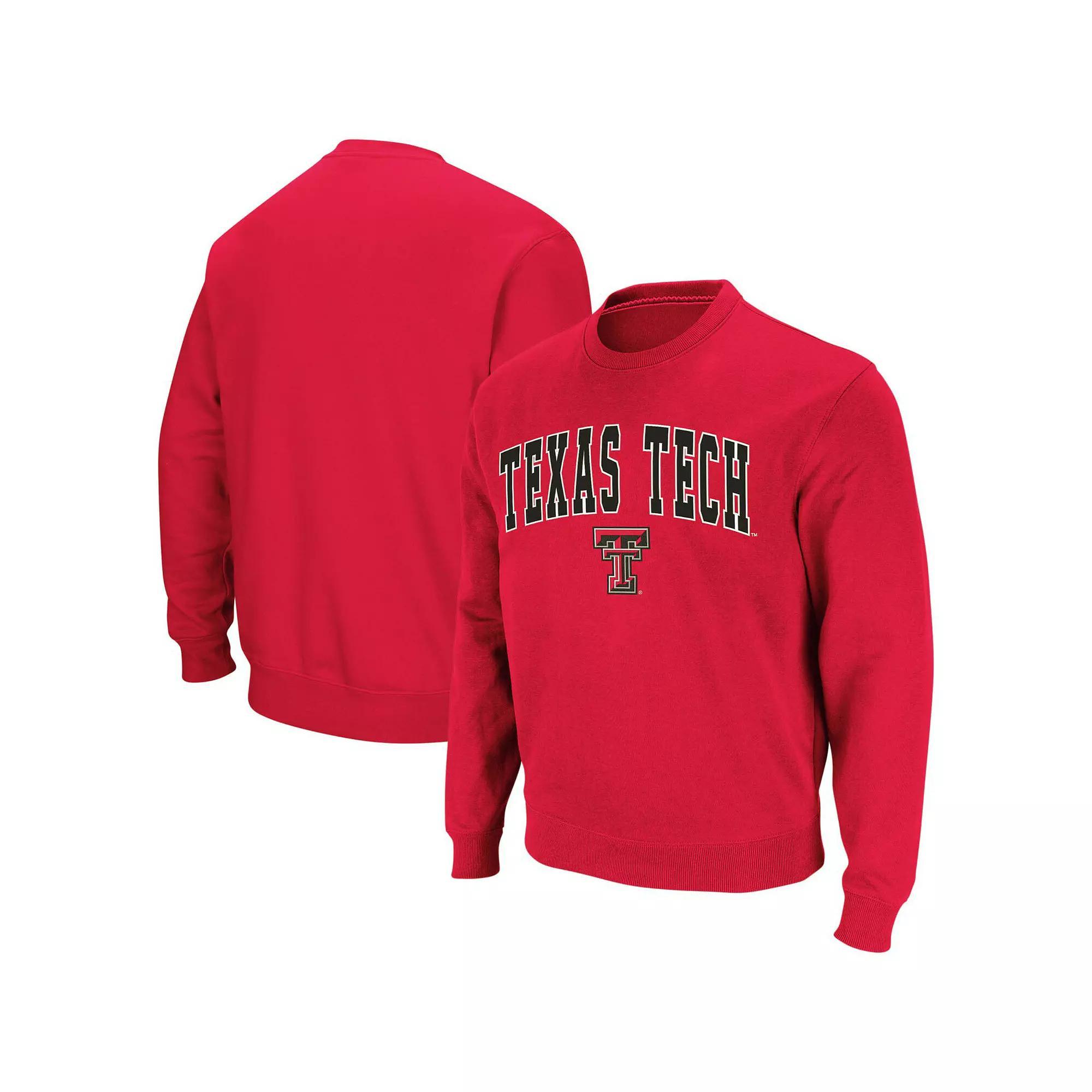 Men's Colosseum Red Texas Tech Red Raiders Arch & Logo Crew Neck Sweatshirt,  Product Image