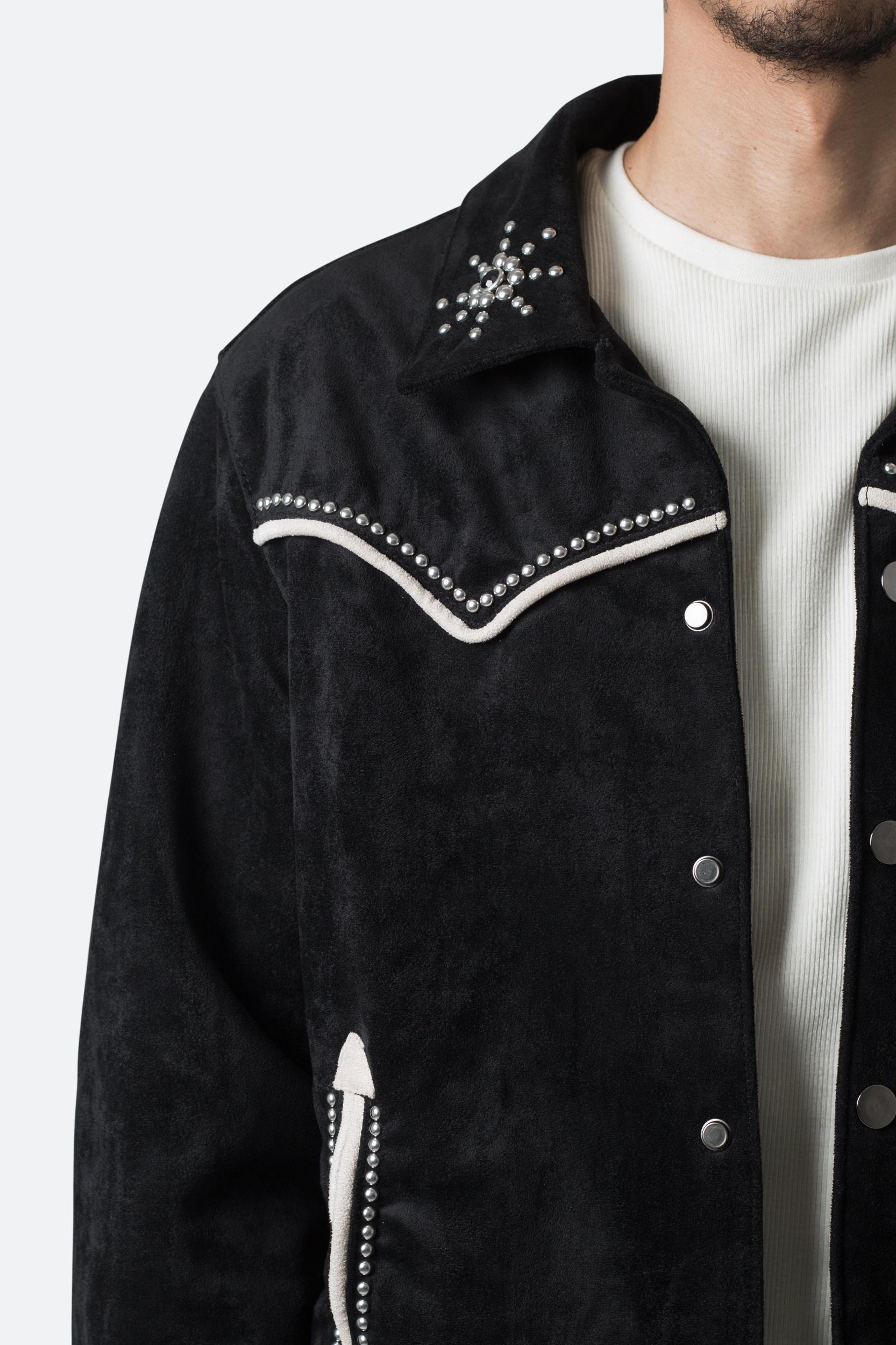 Suede Collared Jacket - Black Product Image