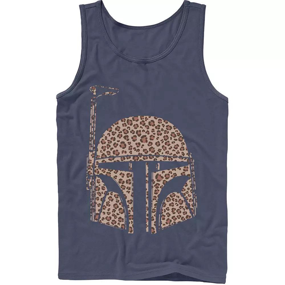 Men's Star Wars Boba Fett Helmet Cheetah Print Fill Tank Top,  Product Image