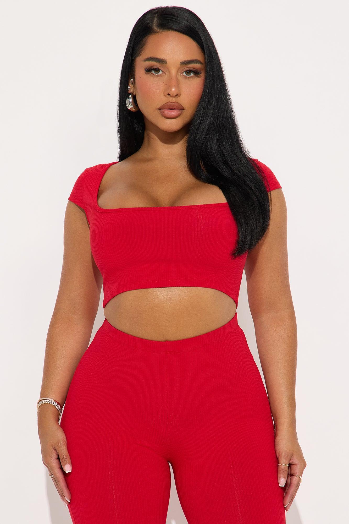 Remy Snatched Capri Pant Set - Red Female Product Image