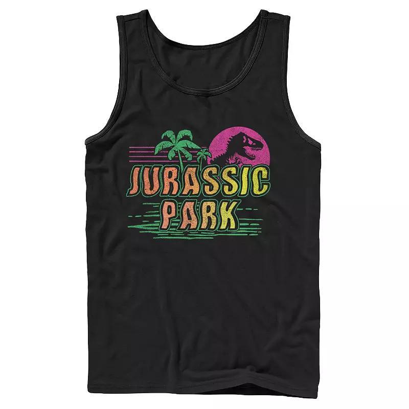 Men's Jurassic Park Neon Gradient Scene Tank Top,  Product Image