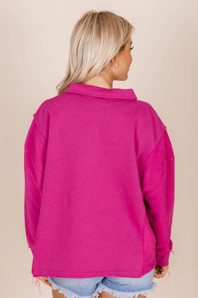 All You Can See Magenta Raw Hem Pullover FINAL SALE Product Image