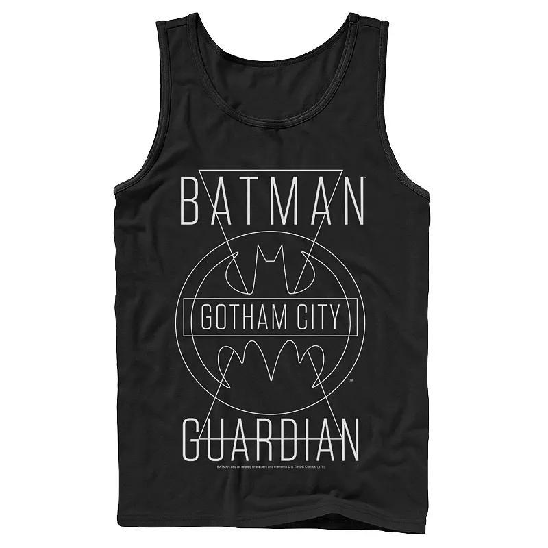 Men's DC Comics Batman Gotham City Guardian Text Poster Tank Top, Size: XL, Black Product Image