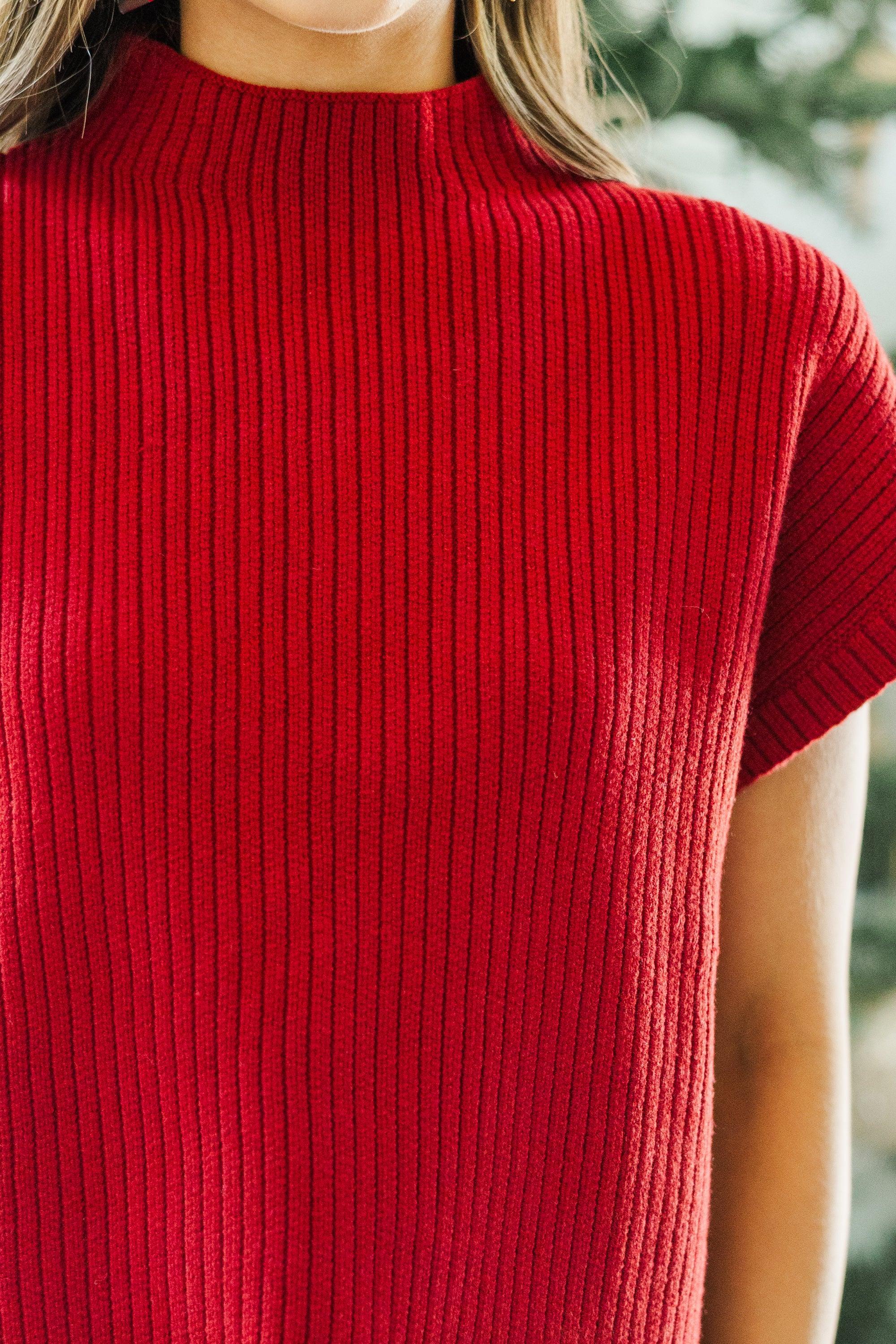 See You There Red Short Sleeve Sweater Female Product Image