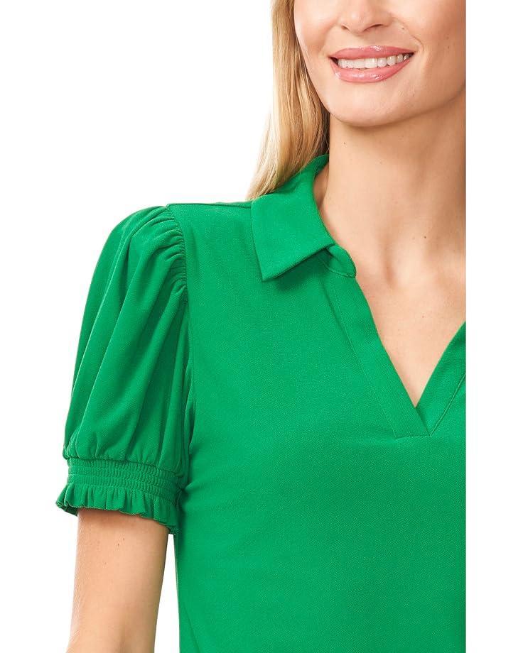 Ruffle Neck Raglan Split Seam Blouse Product Image