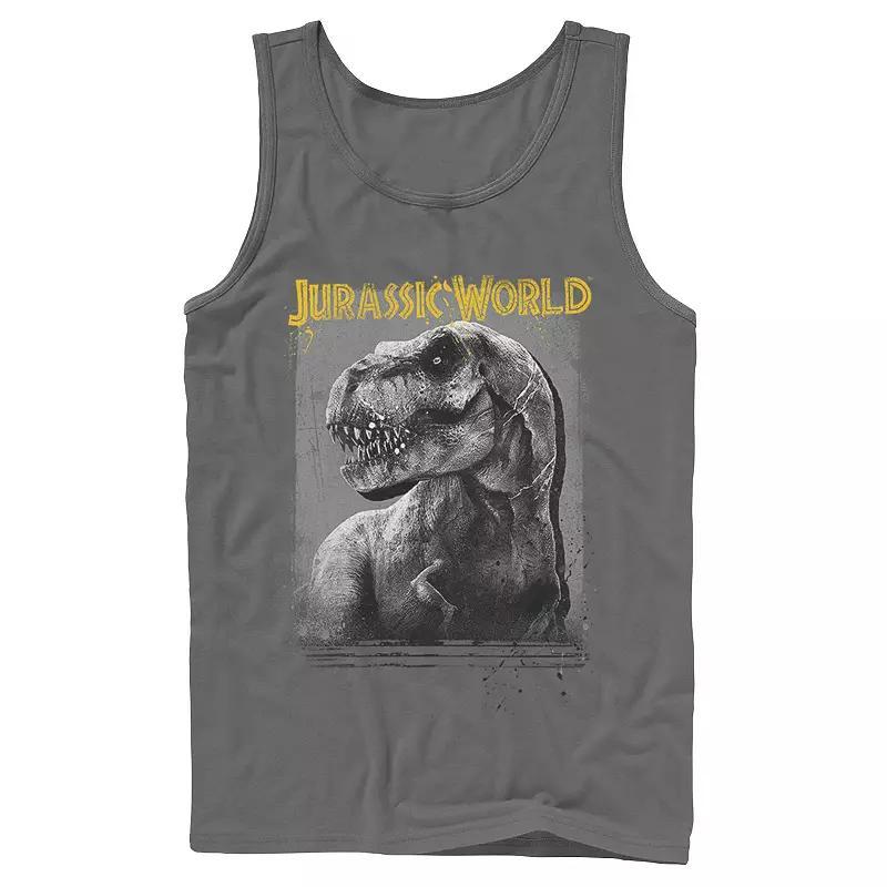 Mens Jurassic World T-Rex Profile Shading Graphic Tank Top Blue Product Image