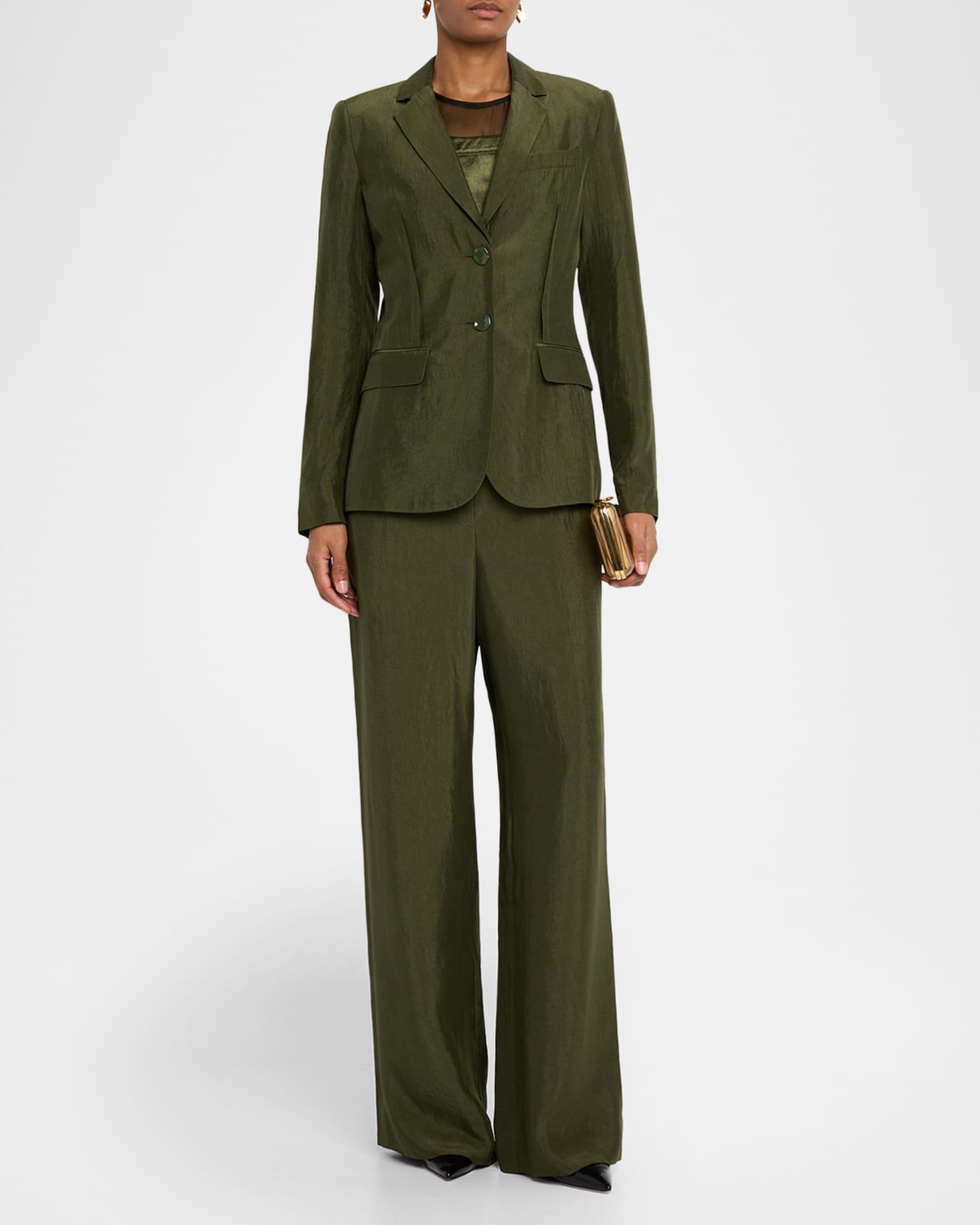 Crinkled Satin Single-Breasted Blazer Product Image